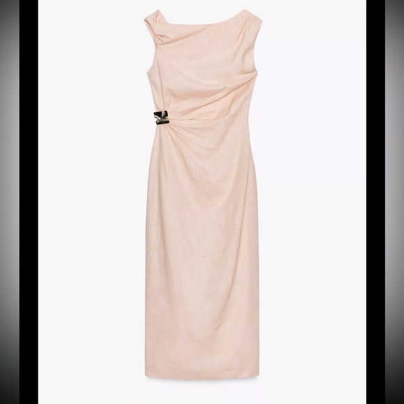 NWT: Zara Elegant 🍑 Sleeveless Draped Dress in Sz : L - Picture 8 of 11